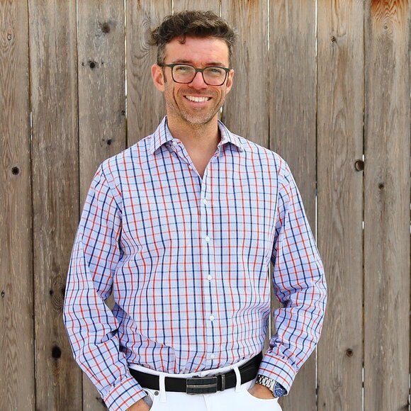 Whitish Blue, Orange Striped IZOD Patterned Long-Sleeved Size: 16 34/35 - Picture 6 of 6